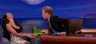 Nicole Scherzinger seduces Conan O'Brien on show
