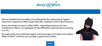 Make a Wish Foundation website crashes