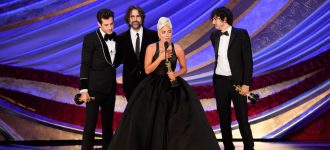 Mark Ronson, Andrew Wyatt, Lady Gaga, and Anthony Rossomando accept the Oscar® for achievement in music written for motion pictures (original song) during the live ABC Telecast of The 91st Oscars® at the Dolby® Theatre in Hollywood, CA on Sunday, February 24, 2019.